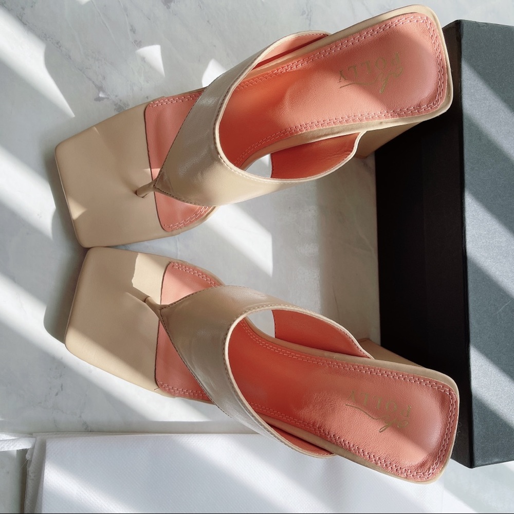 Oh Polly Tan Block Heel Sandals - Picture 5 of 5